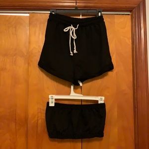 Black sweat shorts set